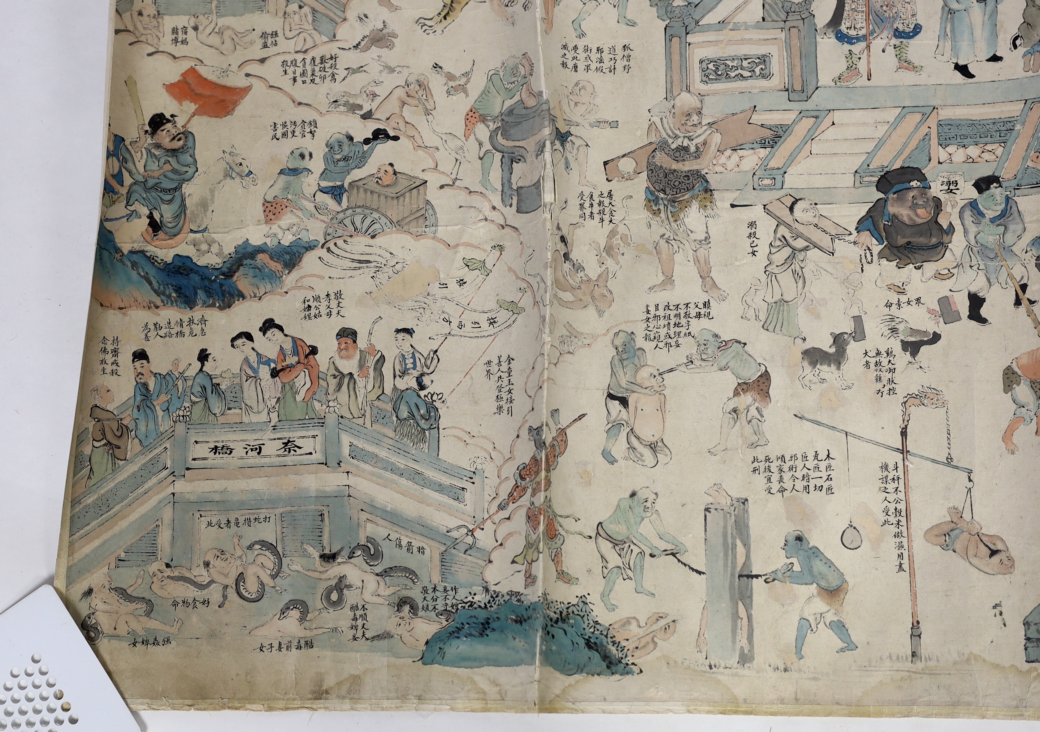 A Chinese ‘Tortures of Hell’ handscroll painting on paper, 19th century